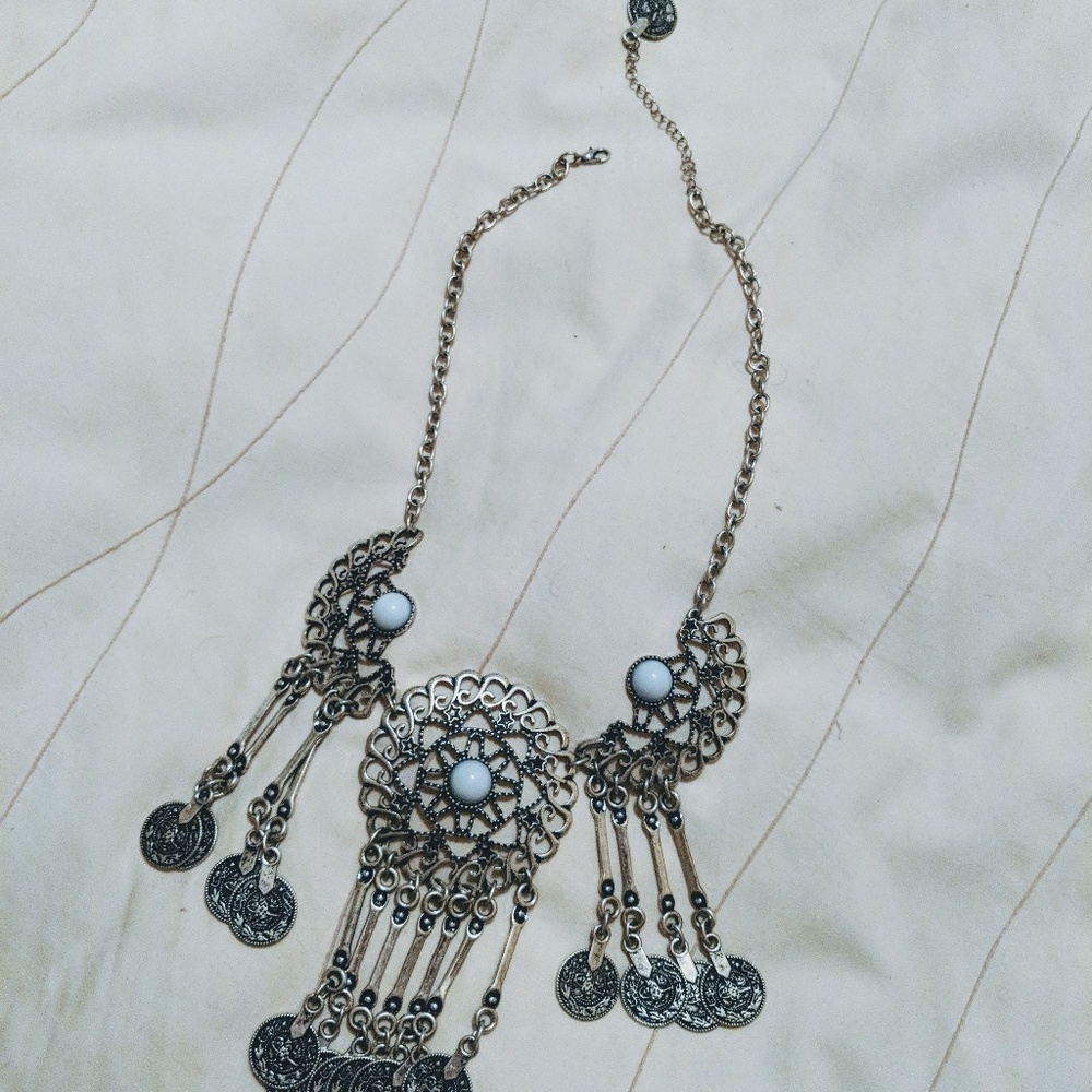 Silver And Torquoise Statement Necklace - image 4